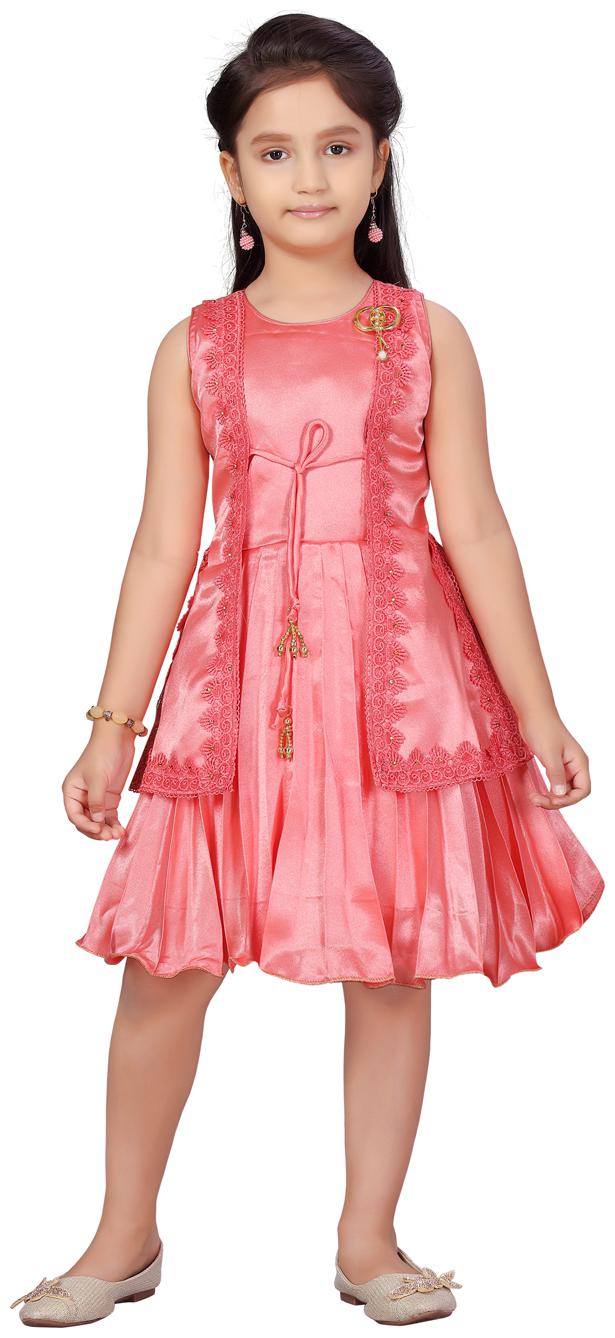 

Aarika Red Silk Sleeveless Knee Length Princess Frock ( Pack of 1 )