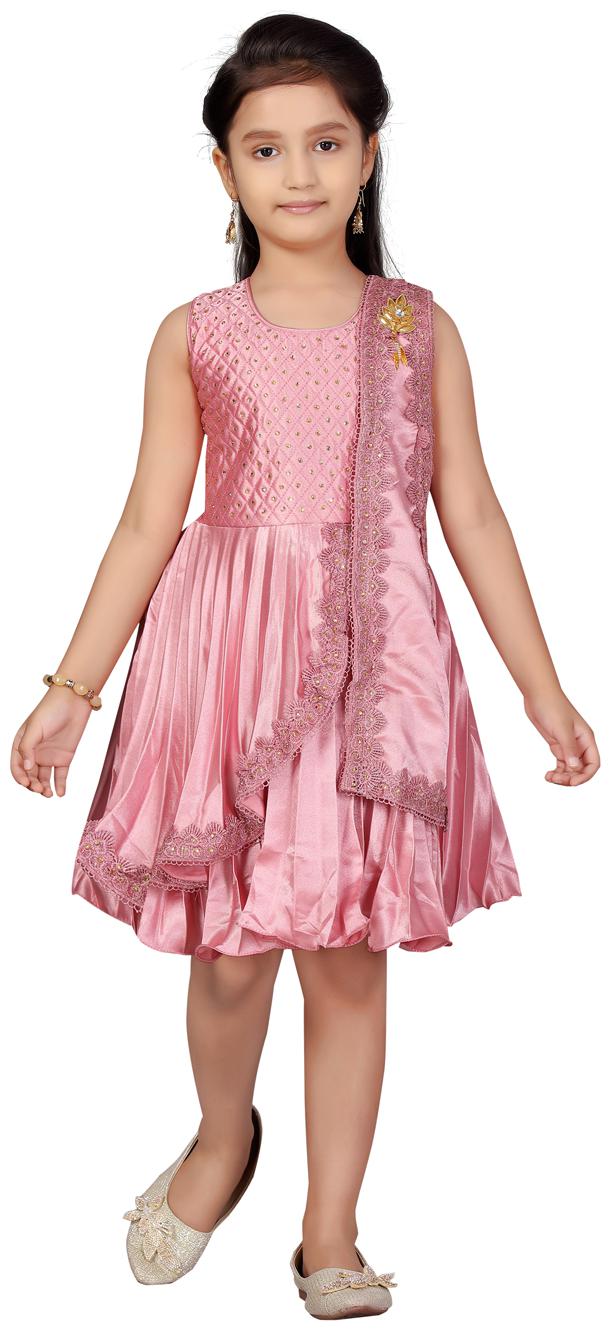 

Aarika Pink Silk Sleeveless Knee Length Princess Frock ( Pack of 1 )