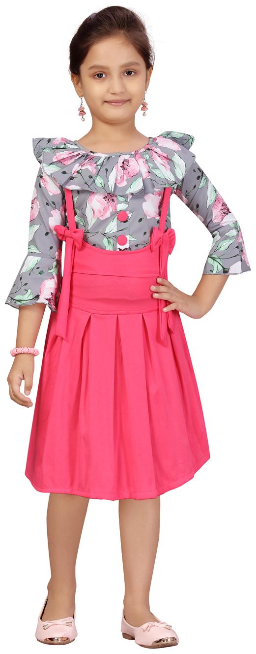 

Aarika Girl Cotton blend Top Bottom Set - Grey