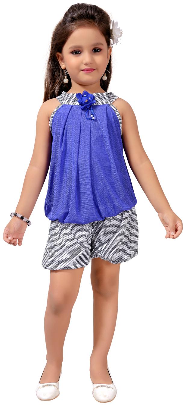 

Aarika Girl Nylon Top Bottom Set - Blue Grey