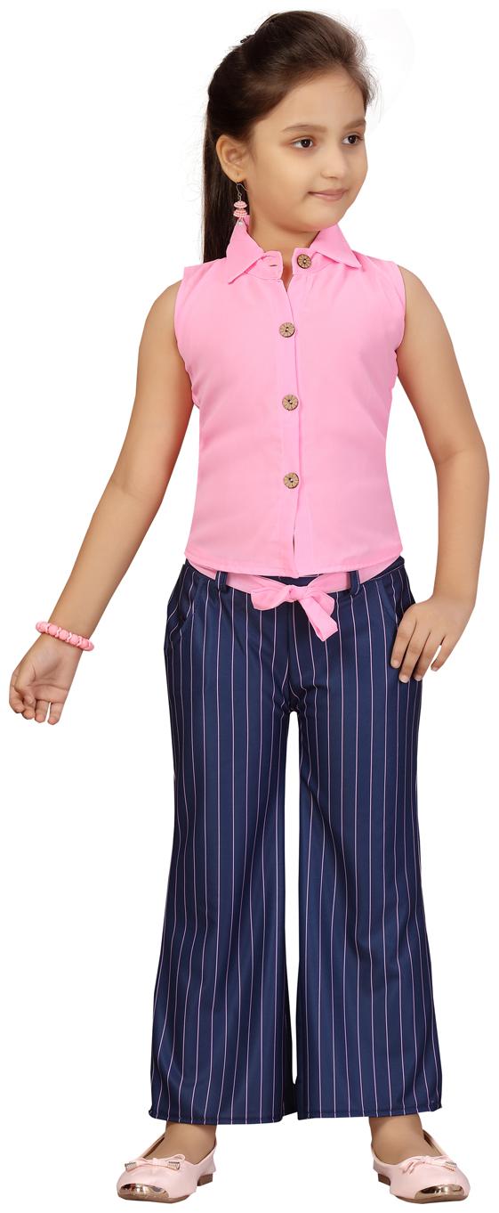 

Aarika Girl Cotton blend Top Bottom Set - Pink
