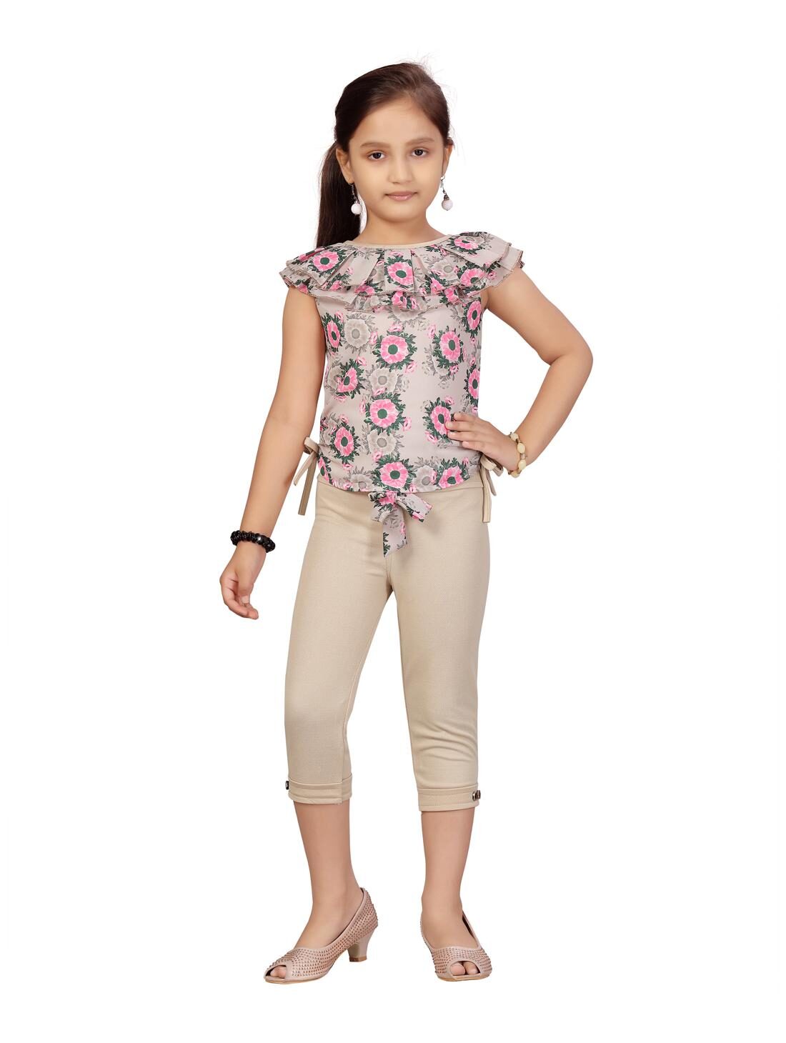 

Aarika Girl Cotton blend Top Bottom Set - Pink