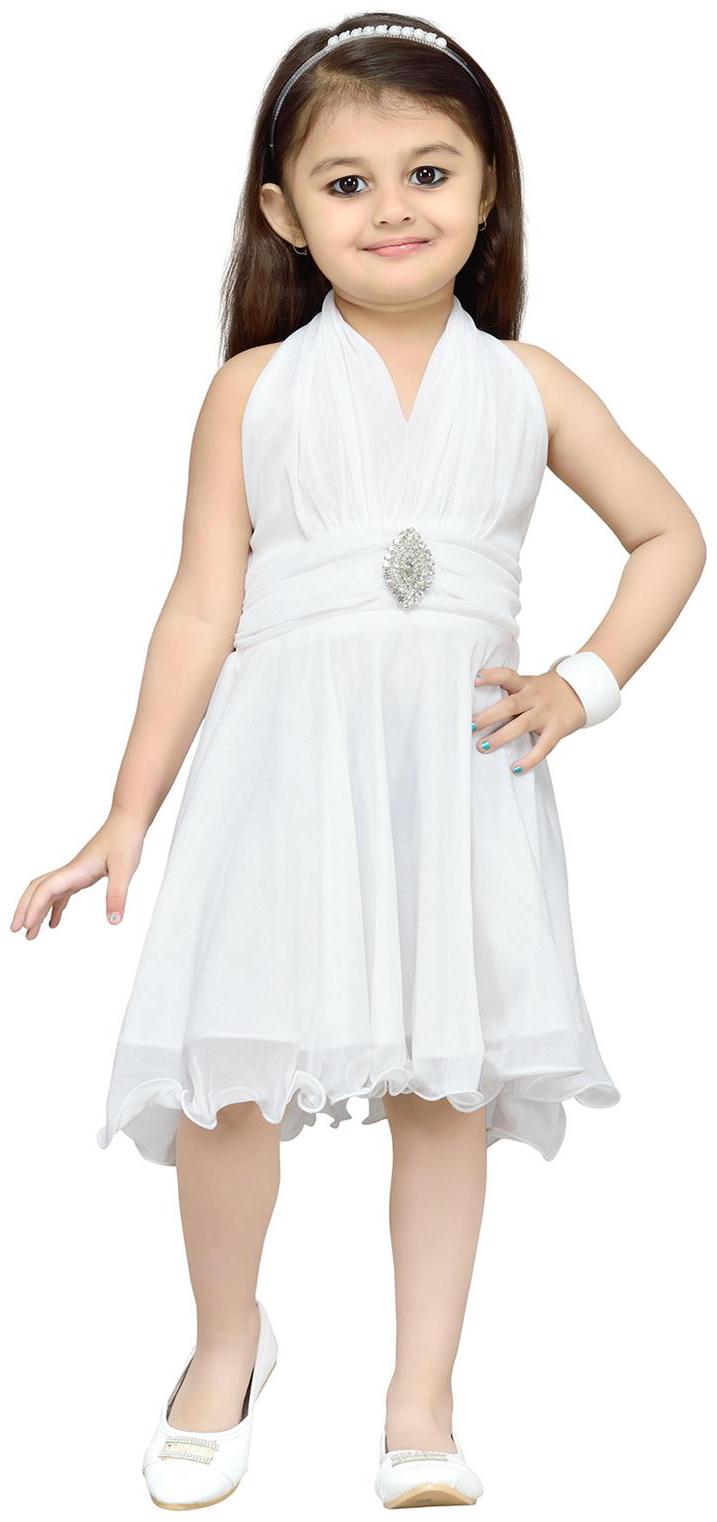 

Aarika White Net Sleeveless Knee Length Princess Frock ( Pack of 1 )