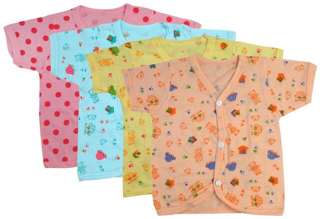 Aarushi Baby Boys Hosiery Printed Cotton Jhablas Vests (Pack of 4)