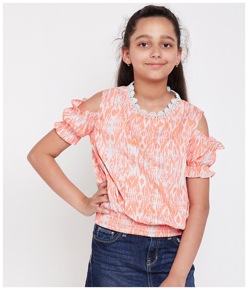 

Oxolloxo Girl Polyester Printed Top - Orange