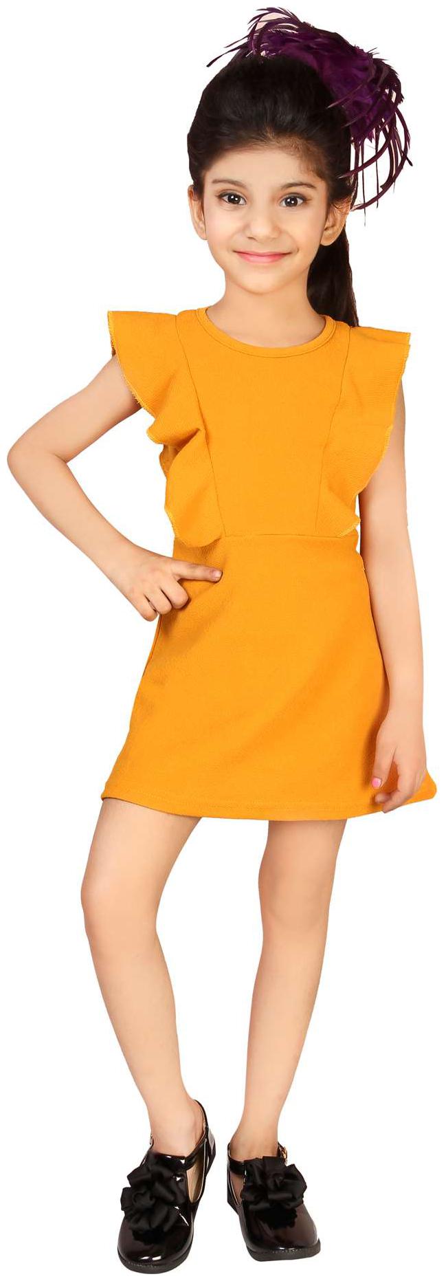 

Addyvero Yellow Cotton Blend Sleeveless Above Knee Princess Frock ( Pack of 1 )