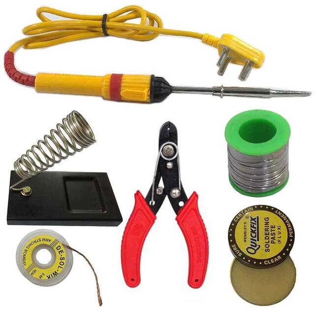 AdraXx 6 In1 Electric Soldering Iron Stand Tool Wire Stripper Kit 25 Watt Welding Stick Set