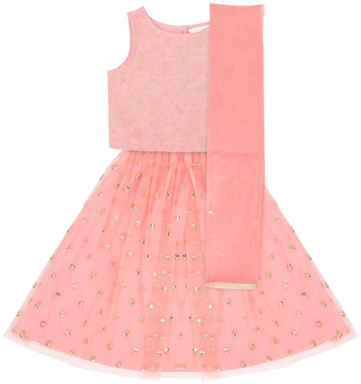 

Akkriti By Pantaloons Girl s Polyester Embellished Sleeveless Lehenga choli - Pink