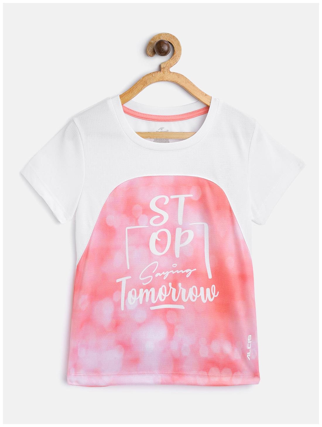 

Alcis Girl Polyester Printed T shirt - White