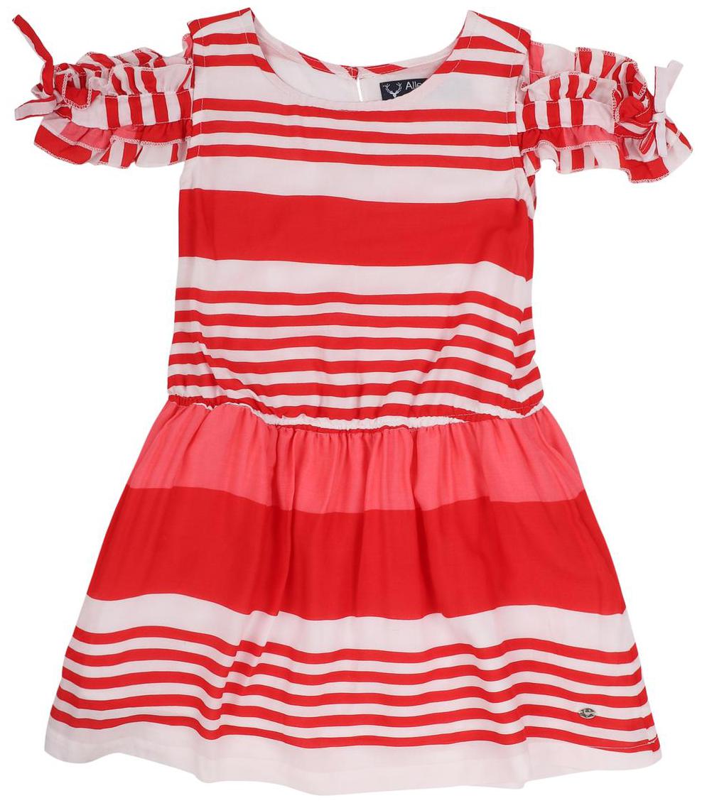 

Allen Solly Viscose Frocks Striped Red Color