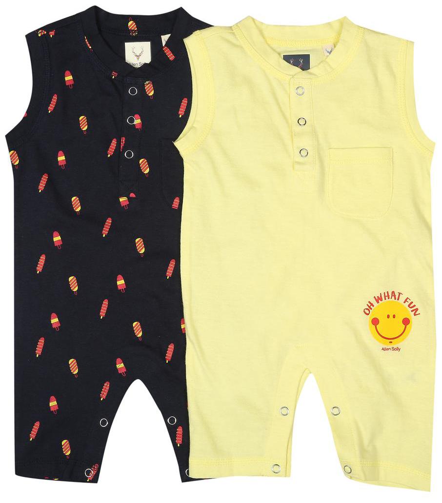 

Allen Solly Baby boy Cotton Solid Body suit - Black Yellow