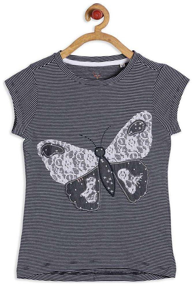 

Allen Solly Girl Blended Striped Top - Grey