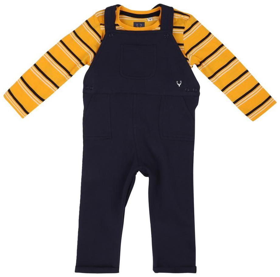 

Allen Solly Baby boy Cotton Solid Jumpsuit - Blue Yellow