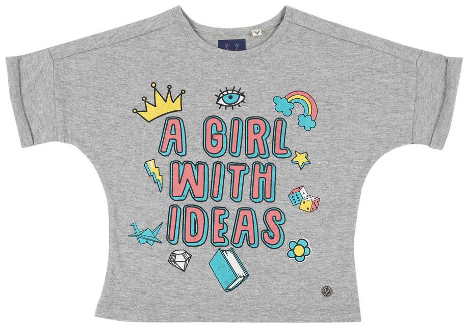 

Allen Solly Girl Cotton Printed T shirt - Grey