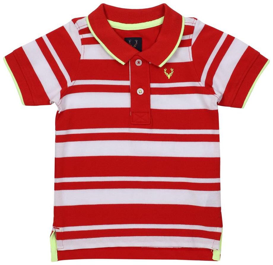 

Allen Solly Boy Poly cotton Striped T-shirt - Red