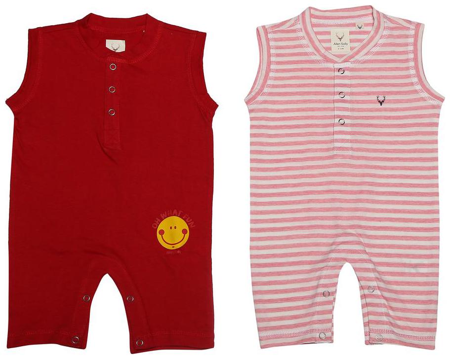 

Allen Solly Baby girl Cotton Striped Romper - Red White