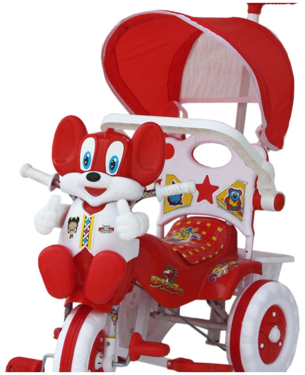 amardeep and co baby tricycle red 1522mz red with shade and parental control 1-3 yrs baby by nagar international