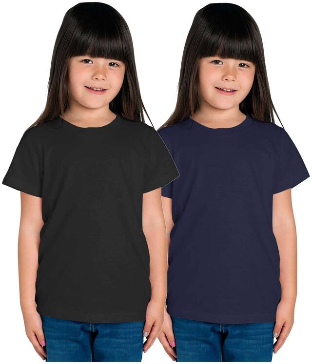 American-Elm Girl Cotton Solid T shirt - Multi