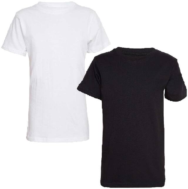 American-Elm Boy Cotton Solid T-shirt - White & Black