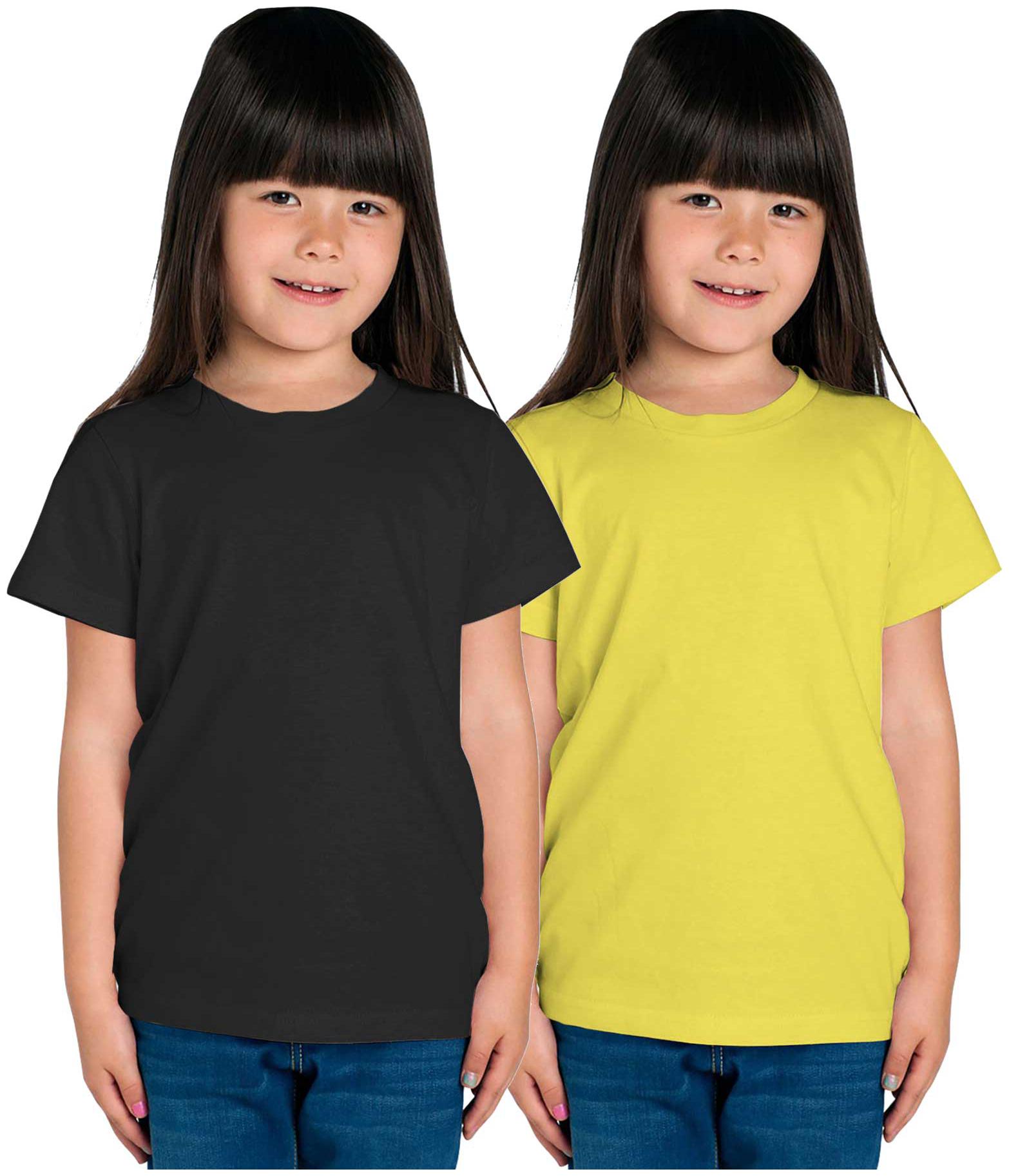 

American-Elm Girl Cotton Solid T shirt - Yellow