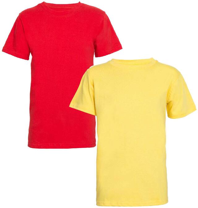 American-Elm Boy Cotton Solid T-shirt - Red & Yellow