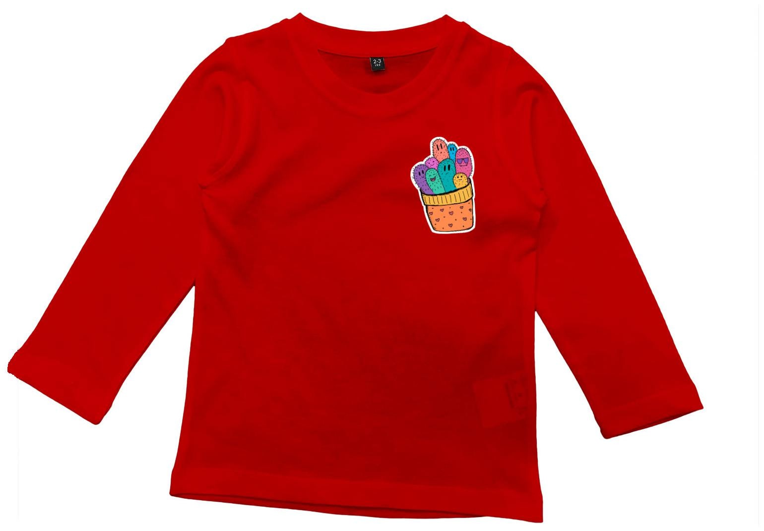 

American-Elm Boy Cotton Cartoon print T-shirt - Red