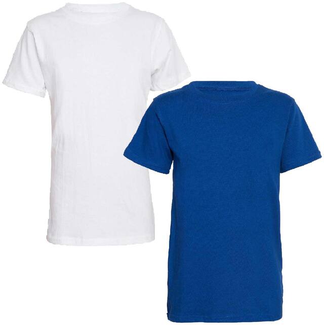 American-Elm Boy Cotton Solid T-shirt - White & Blue