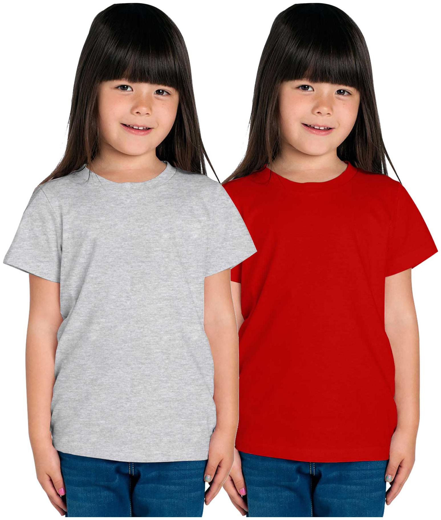 

American-Elm Girl Cotton Solid T shirt - Red