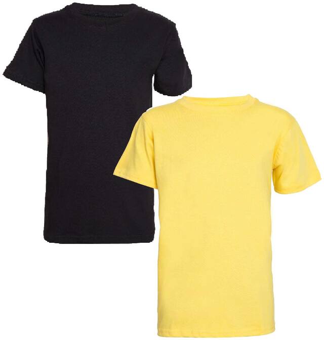 American-Elm Boy Cotton Solid T-shirt - Black & Yellow