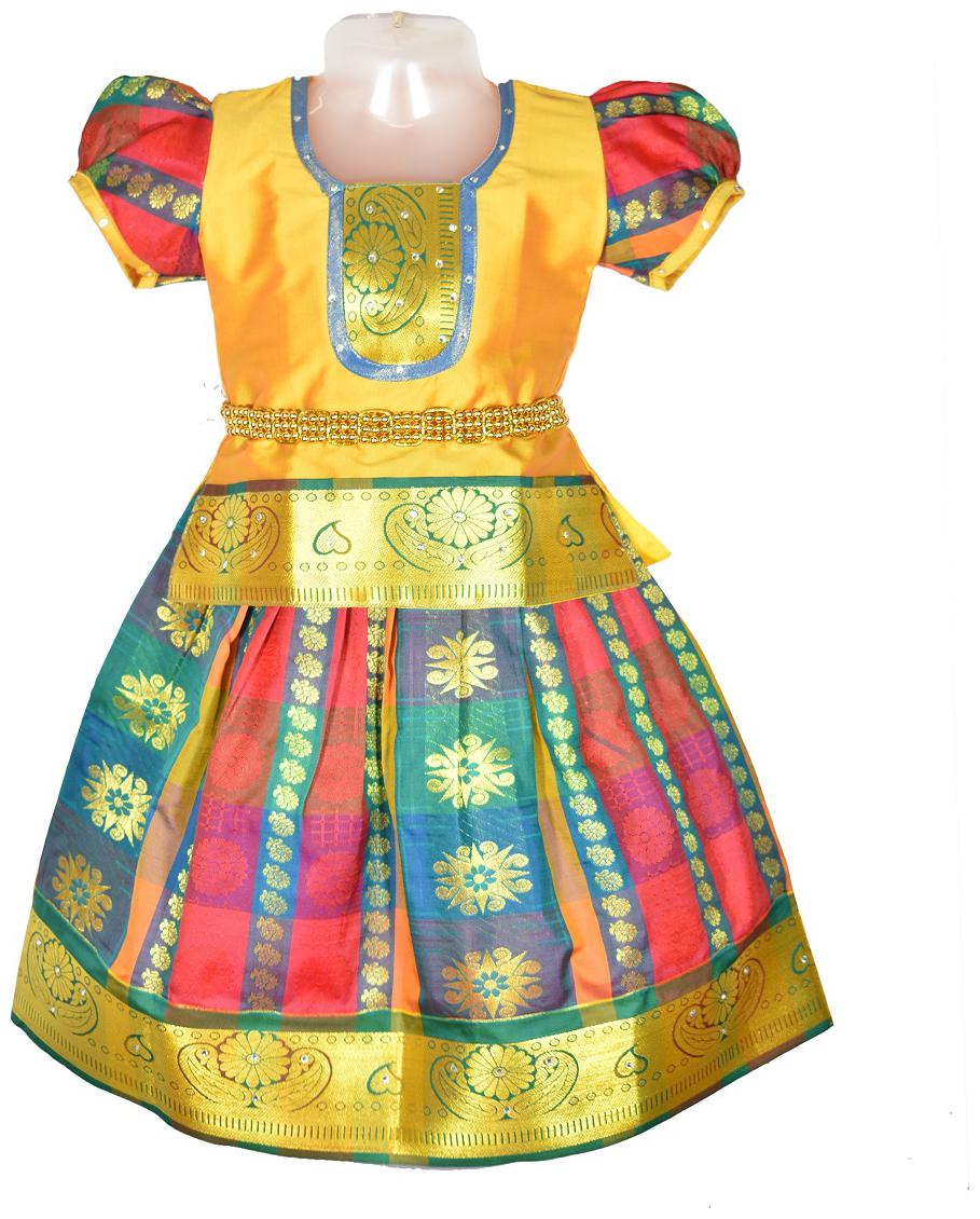 

Amirtha Fashion Art silk Solid Short sleeves Lehenga choli - Gold
