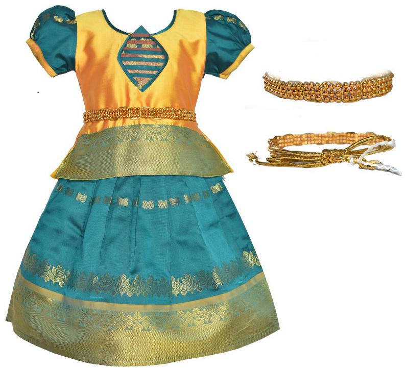 

Amirtha Fashion Girl s Art silk Abstract Short sleeves Lehenga choli - Multi