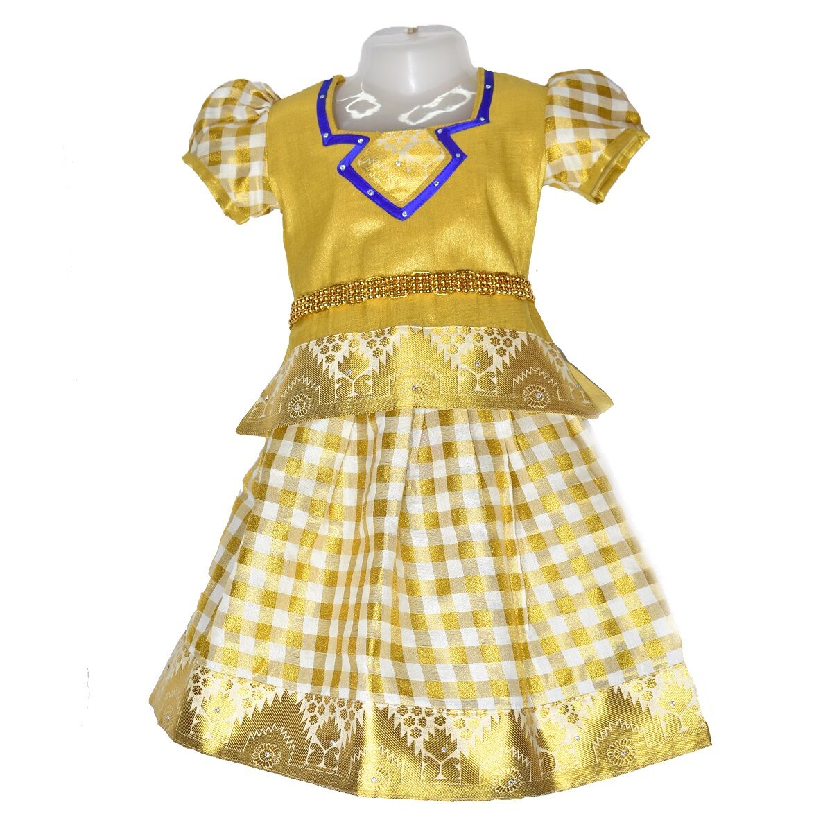 

Amirtha Fashion Art silk Solid Short sleeves Lehenga choli - Gold
