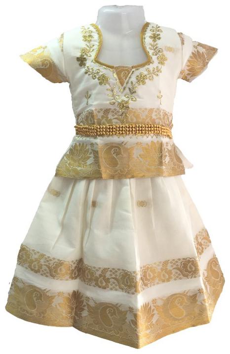 

Amirtha Fashion Girl s Art silk Embellished Short sleeves Lehenga choli - White