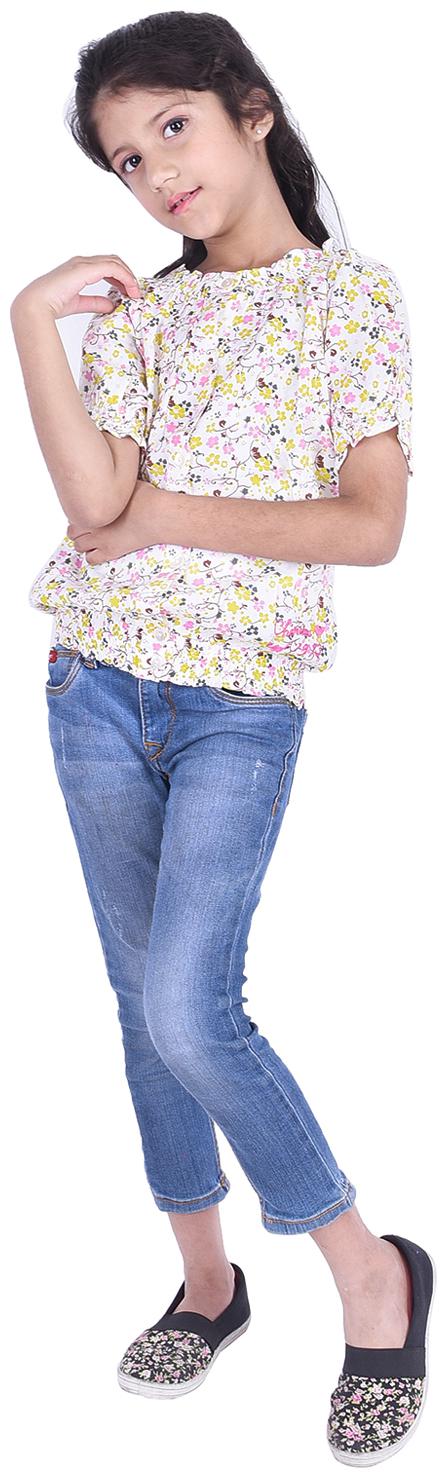 

AMMANYA Girl Rayon Printed Top - White