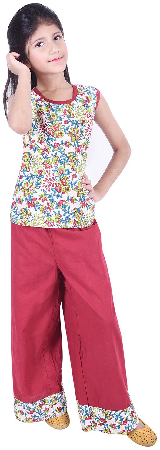 

AMMANYA Girl Cotton Top Bottom Set - Multi