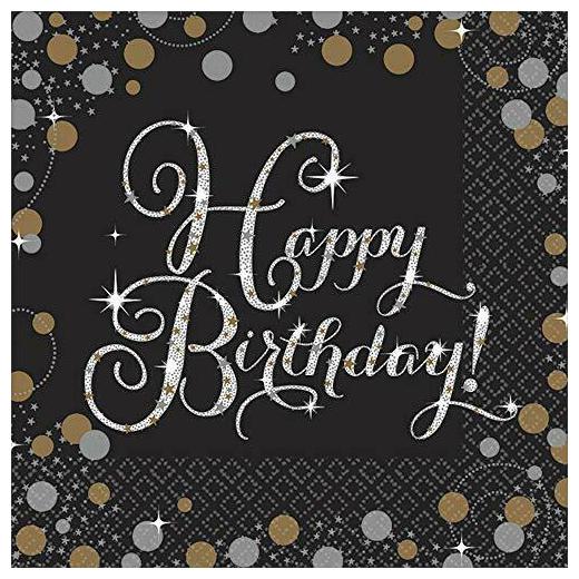 

amscan 501873 Sparkling Celebration Beverage Napkins Happy Birthday Multi