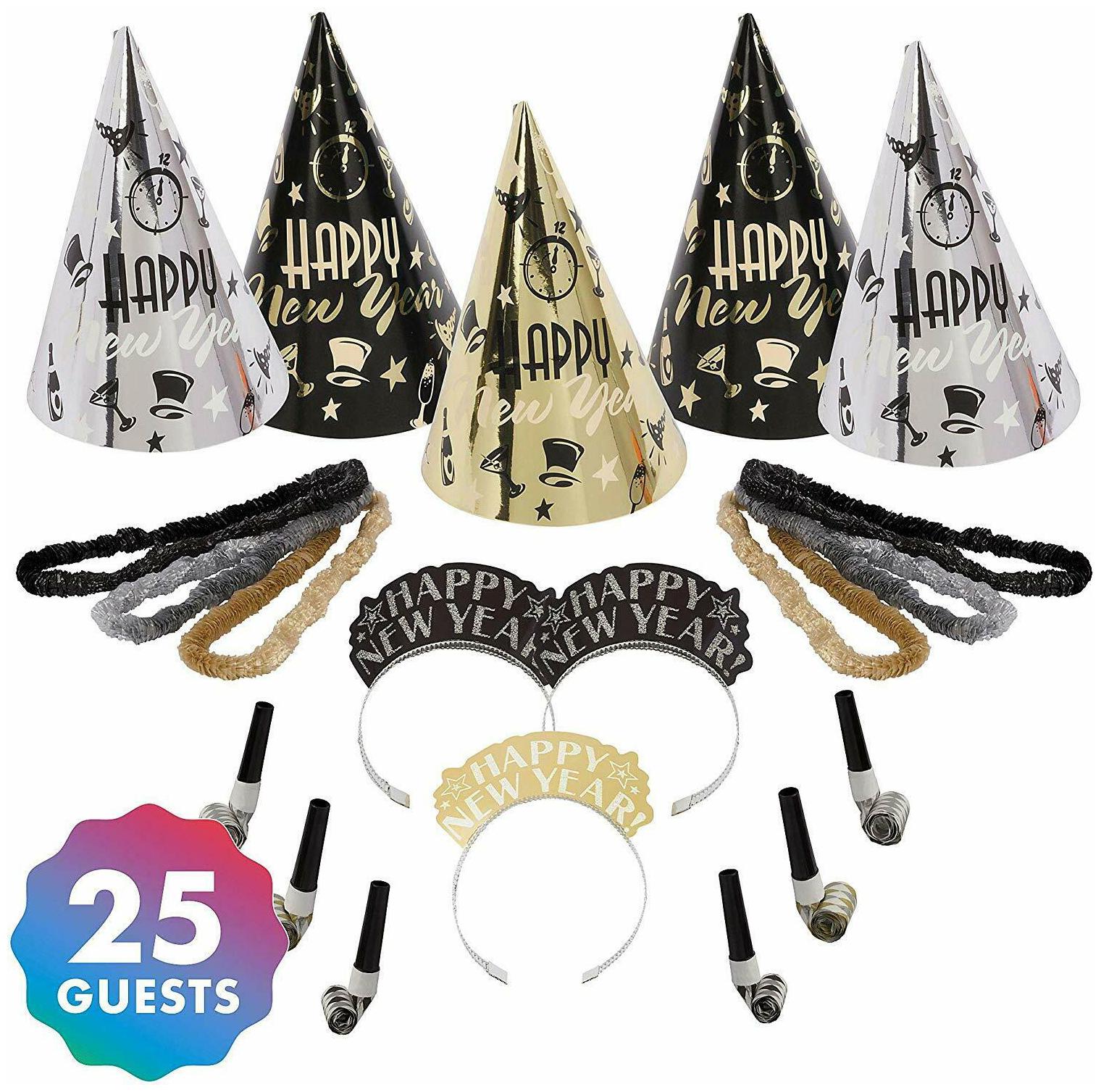 

Amscan Elegant Eve New Year S Party Kit For 25 Includes Cone Hats And Tiaras