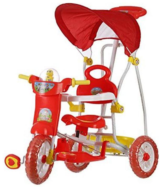 Archana NHR Kids VEGA Musical tricycle with Canopy and Parent Push Handle Red by Valentino