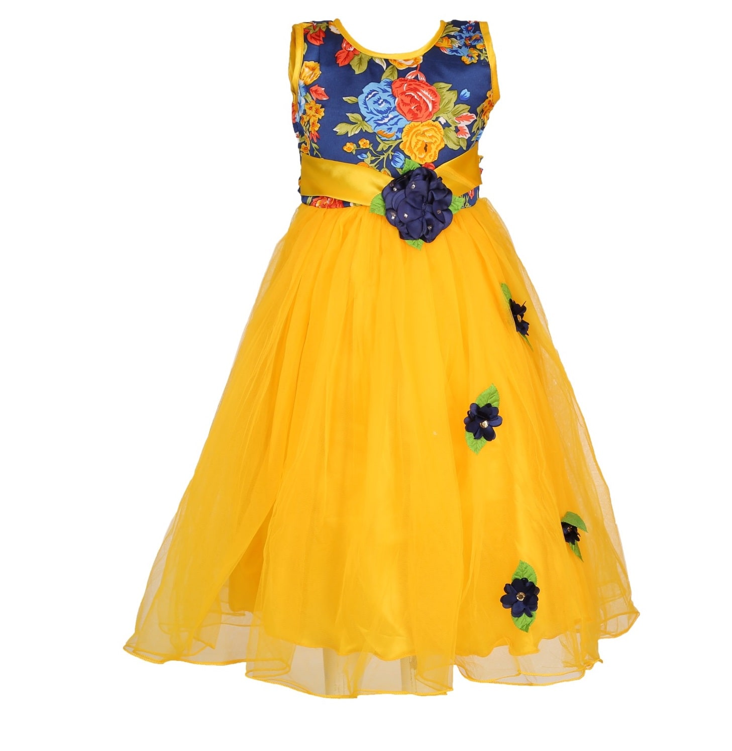 Girls Floral Flower Dress in Red Blue Orange Age 2-3 years New