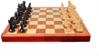 Assemble Checkmaster Folding Wooden Premium Quality Chess Board 21 inch Chess Board (Multicolor)