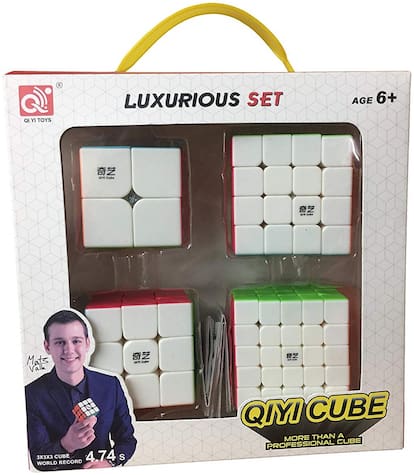 Assemble QIYI Qidi S 2X2 & Qiyi Warrior W 3x3 & Qiyi Qiyuan S 4X4 & qizheng s 5X5 Stickerless Bright Magic Cube Stickerless Speed Cube Set