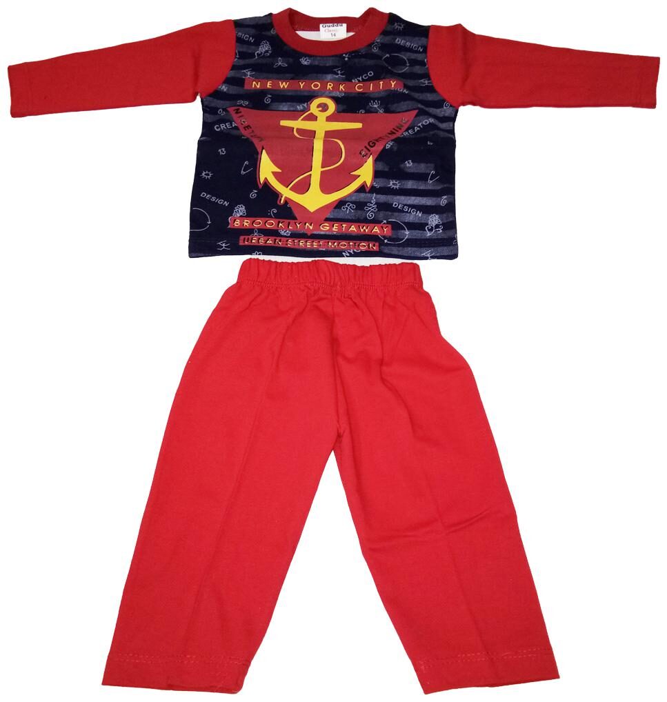 

AZAD DYEING Cotton Printed Top Bottom Set - Red
