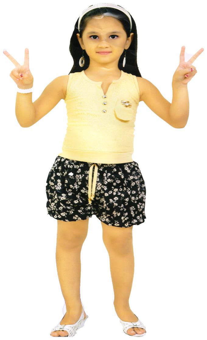 

AZAD DYEING Girl Viscose Top Bottom Set - Yellow