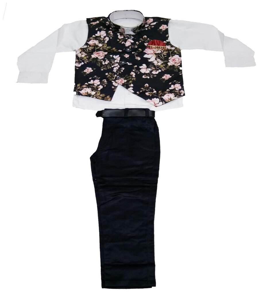 

AZAD DYEING Kids Festival Season Special Suit with Printed Waistcoat for Baby Boys (Multi)