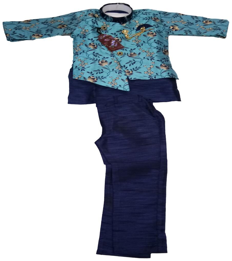 

AZAD DYEING Silk Printed Top Bottom Set - Blue