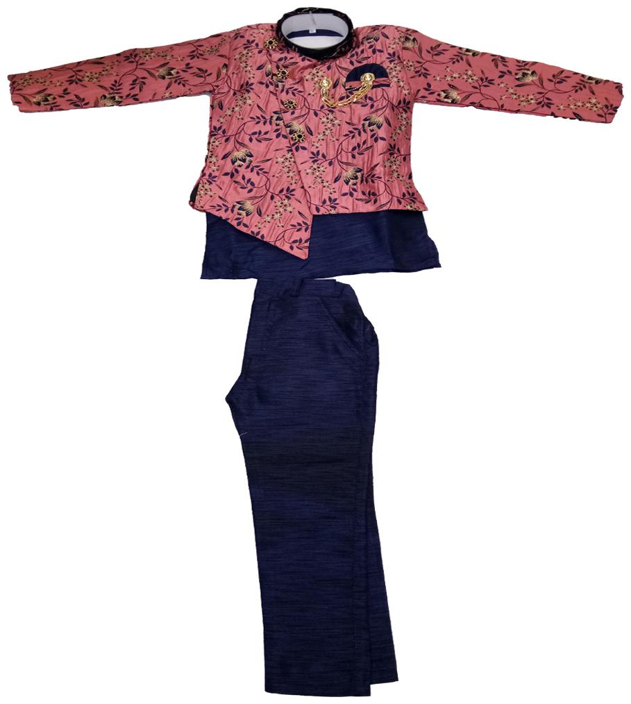 

AZAD DYEING Kids Festival Season Special Suit with Printed Waistcoat for Baby Boys (Pink Blue)