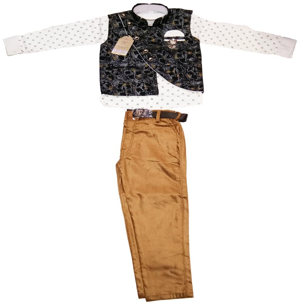 

AZAD DYEING Kids Festival Season Special Suit with Printed Waistcoat for Baby Boys (Multi)