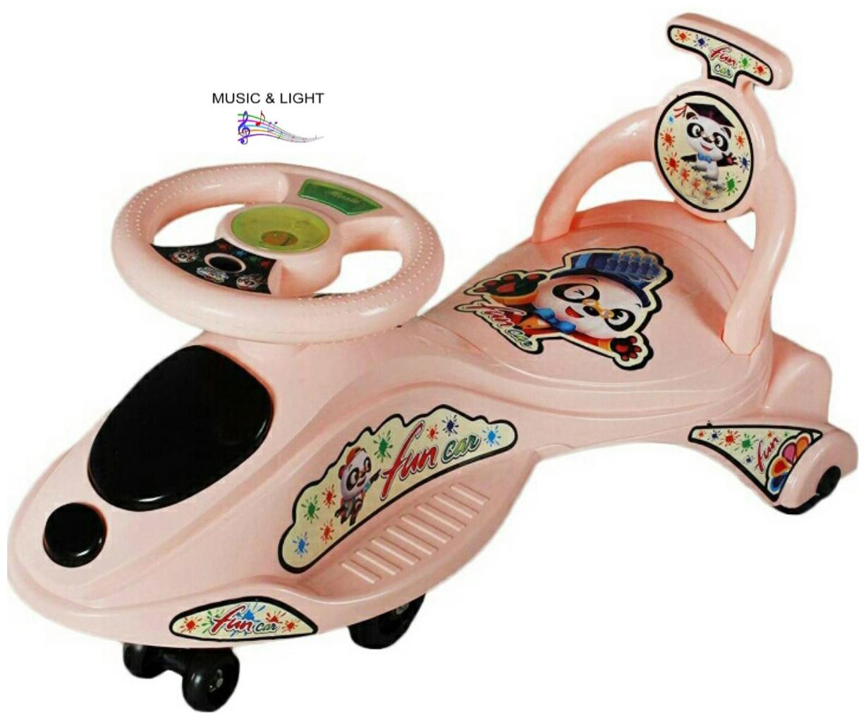

Baby Cartoon Character Swing Magic Car Ride On for Kids Of Above 2 Years With Free Wheels Music Light Back Rest Strongest And Smoothest PVC Wheels ABEC Bearing Fun for Boys and Girls - Orange