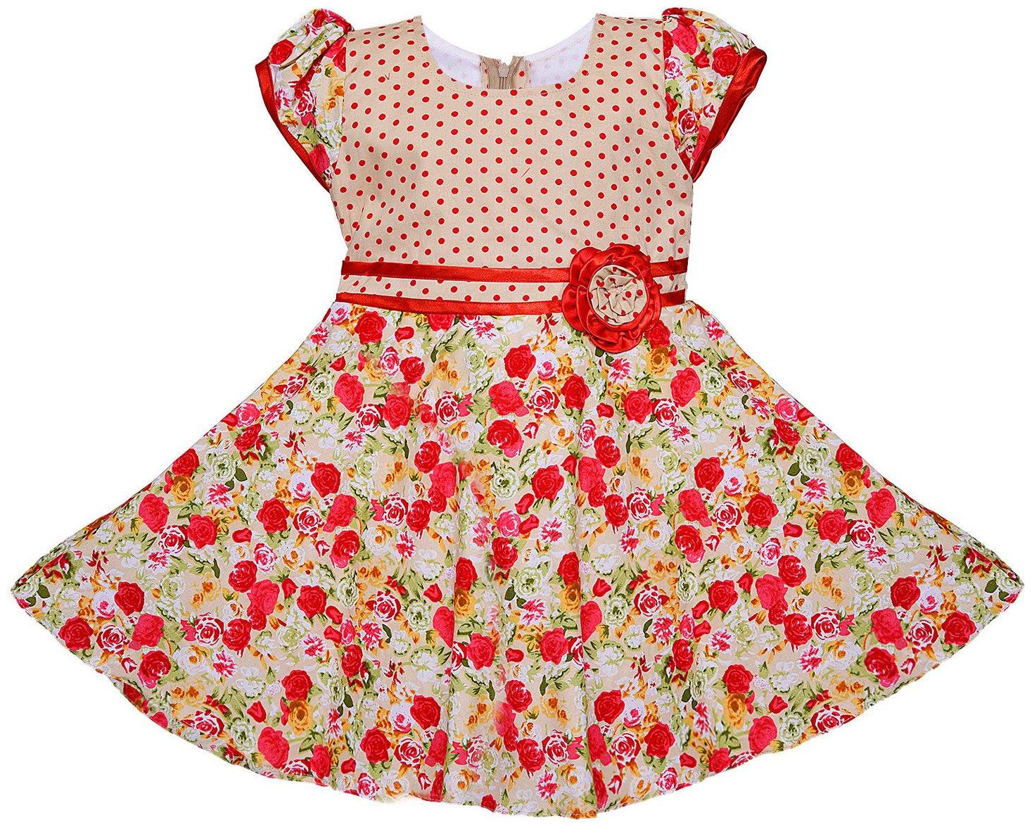 

Silver Kraft Baby girl Cotton Floral Princess frock - Red
