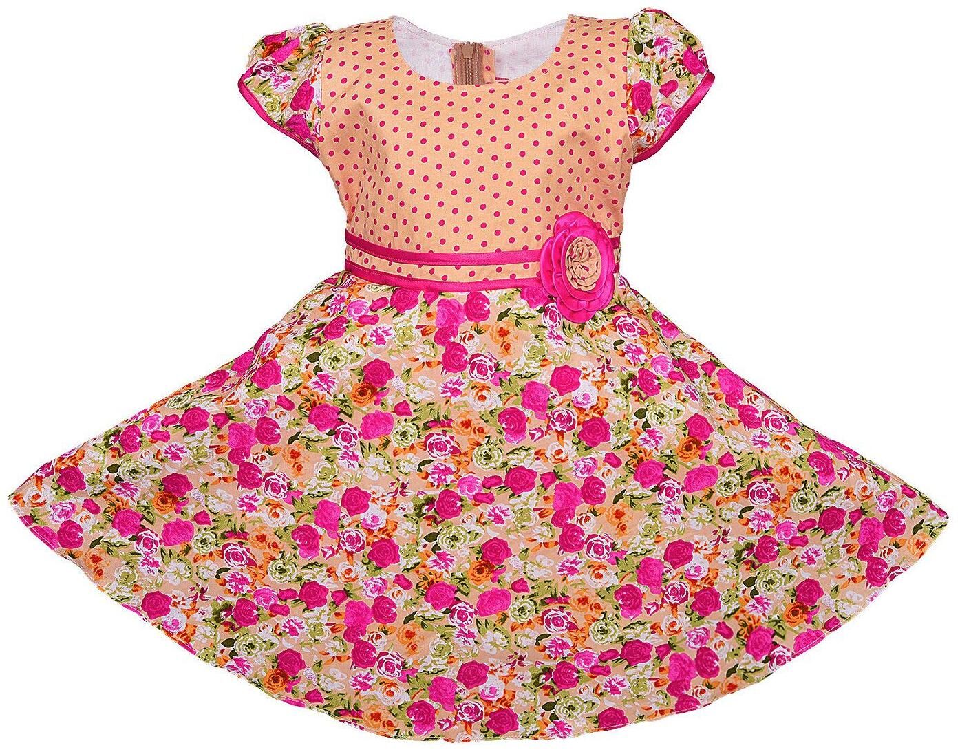 

Silver Kraft Baby girl Cotton Floral Princess frock - Pink